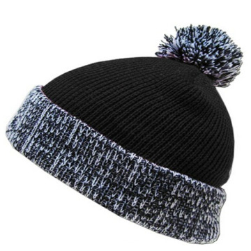 Acrylic Cheap Plain POM POM Knitted Beanie Hat